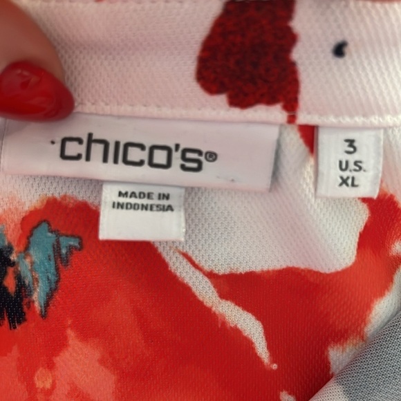 Chico’s Floral Top Flutter Sleeves Sporty Moisture Wicking Chicos 3 = XL - Picture 7 of 10